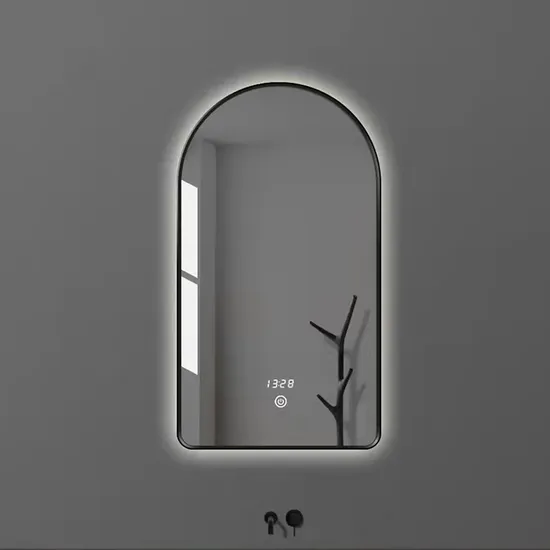 Wholesale Luxury Home Decorative Aluminum Frame Smart Wash Basin Round Mirror Front Surface LED Light Bathroom Illuminated Wall Glass Vanity Mirror