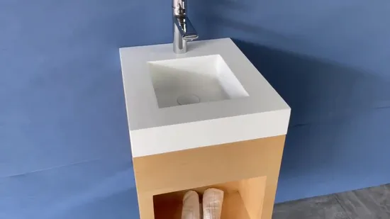 Hotel Bathroom Wash Hand Sink Cabinet Solid Surface Sink