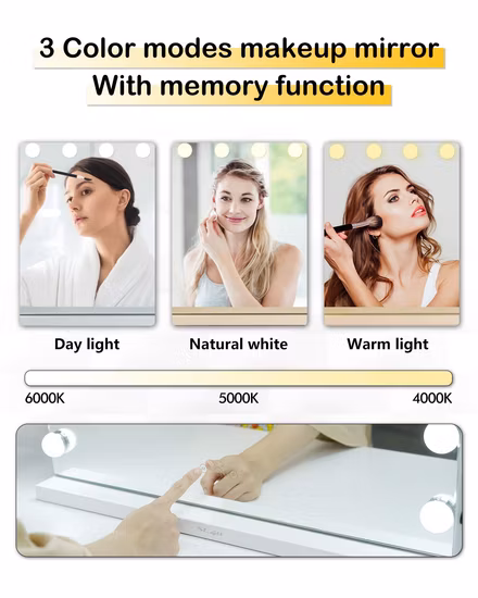 Round Style LED Table Vanity Makeup Mirror