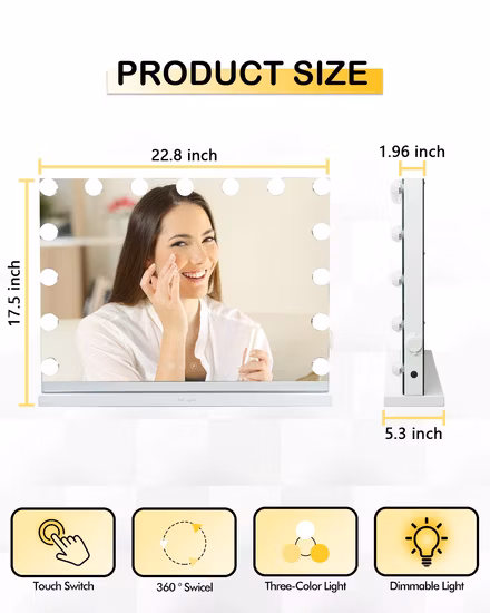Round Style LED Table Vanity Makeup Mirror