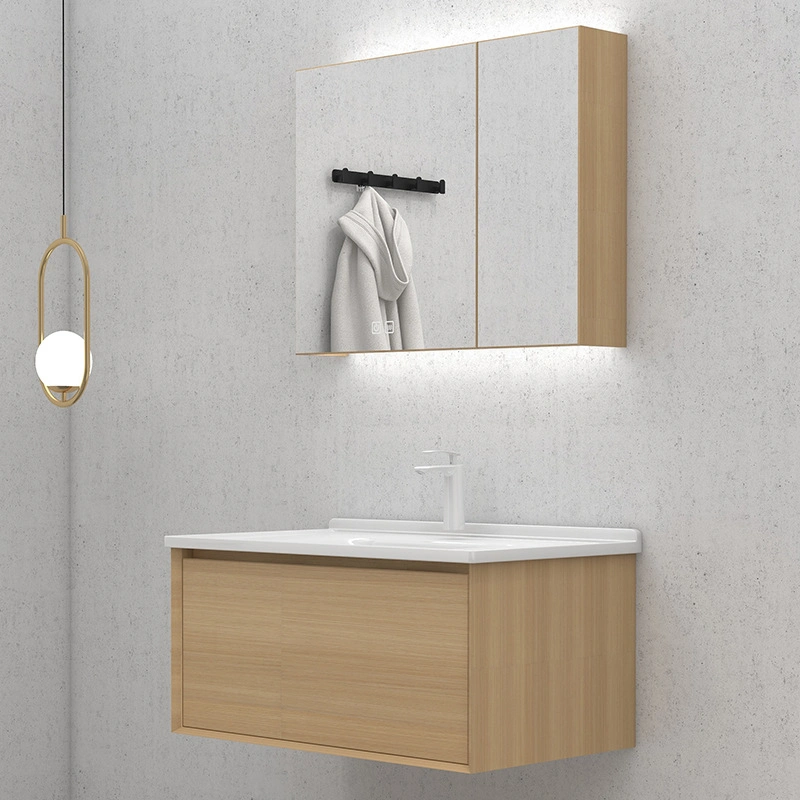 Unique 45 Degree Edge Wall Hung White Oak Bathroom Vanity Cabinet 60cm