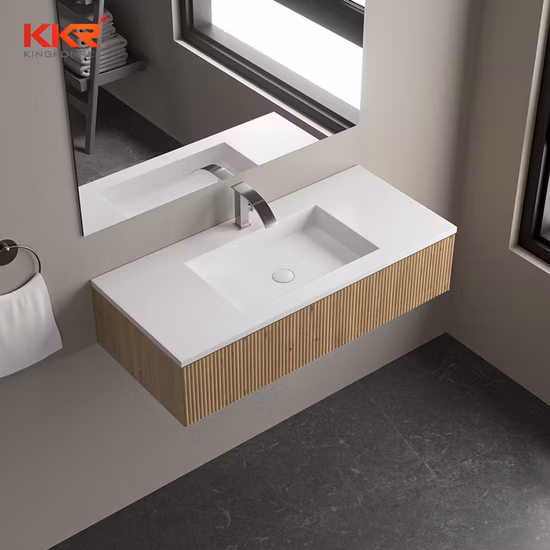 Hotel Bathroom Wash Hand Sink Cabinet Solid Surface Sink