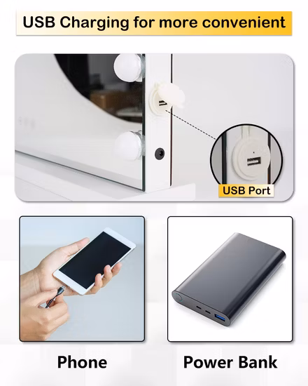 Round Style LED Table Vanity Makeup Mirror