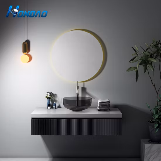 욕실 세척을 위해 완벽하게 연결된 수지 석재 세면대를 갖춘 최신 디자인