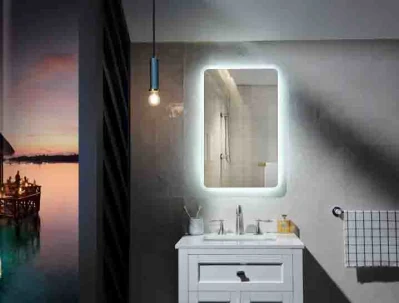 공장 Wholeasle 공급업체 디밍 홈 장식 미용실 가구 벽걸이형 LED 스마트 메이크업 호텔 욕실 거울(제습 및 디지털 시계 포함)