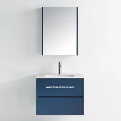 거울 캐비닛이 있는 현대적인 벽걸이형 멜라민 합판 욕실 세면대