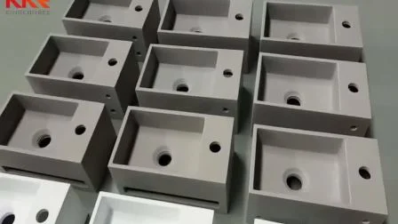 Kkr 중국 공장 도매 현대 독립형 순수 아크릴 Corian 통합 콘크리트 세면대 색상 수조 화장실 작은 싱크대 드롭